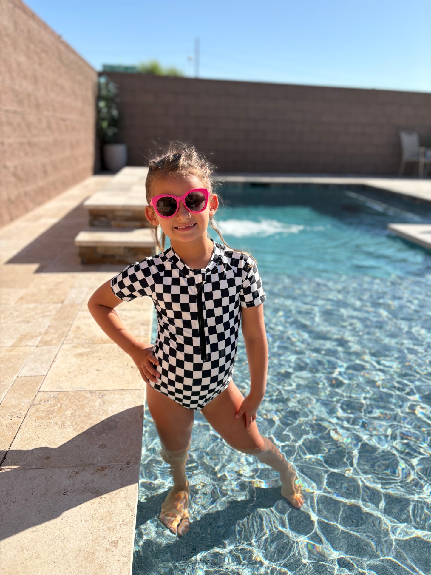 Black & White Checker Swimsuit