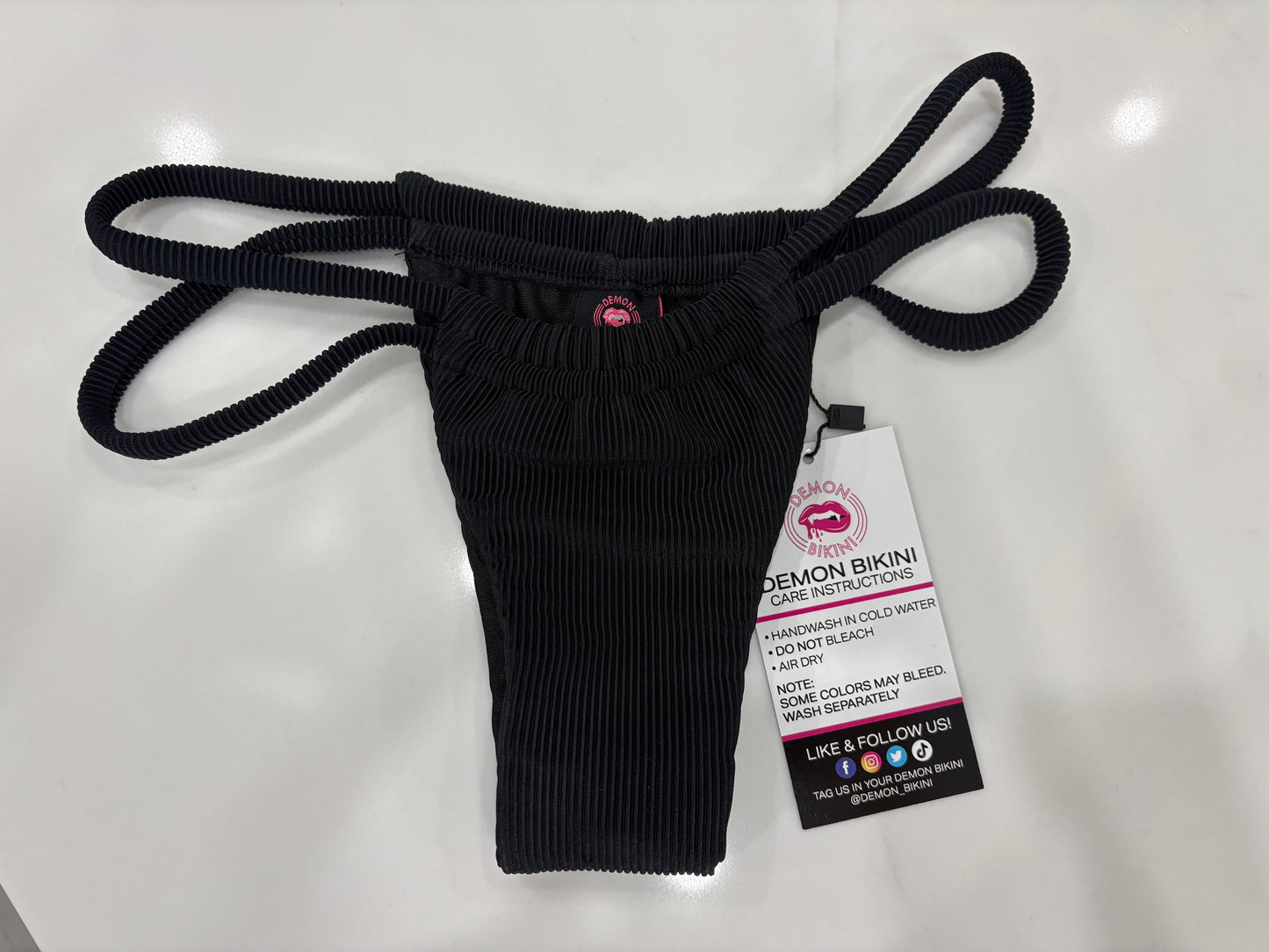 Black Ribbed Bikini BOTTOMS