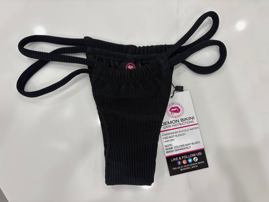 Black Ribbed Bikini BOTTOMS