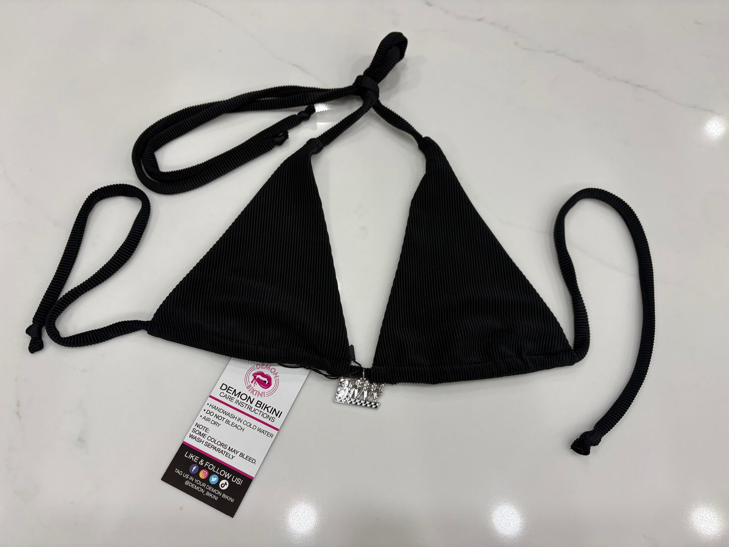 Black Ribbed Bikini TOP