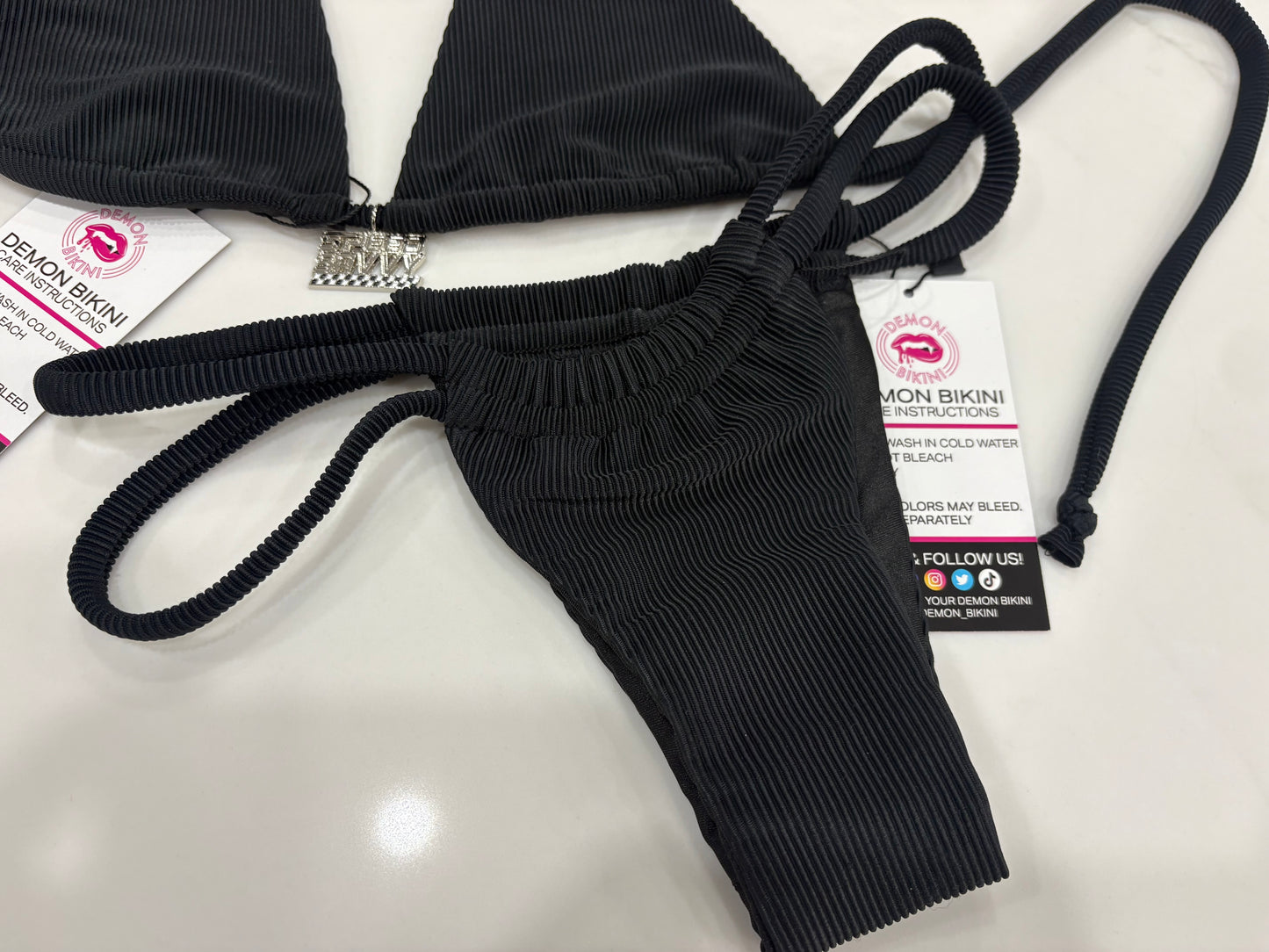 Black Ribbed Bikini BOTTOMS