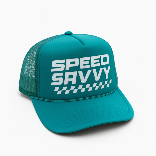 Teal & White Sparkle Woman’s Trucker